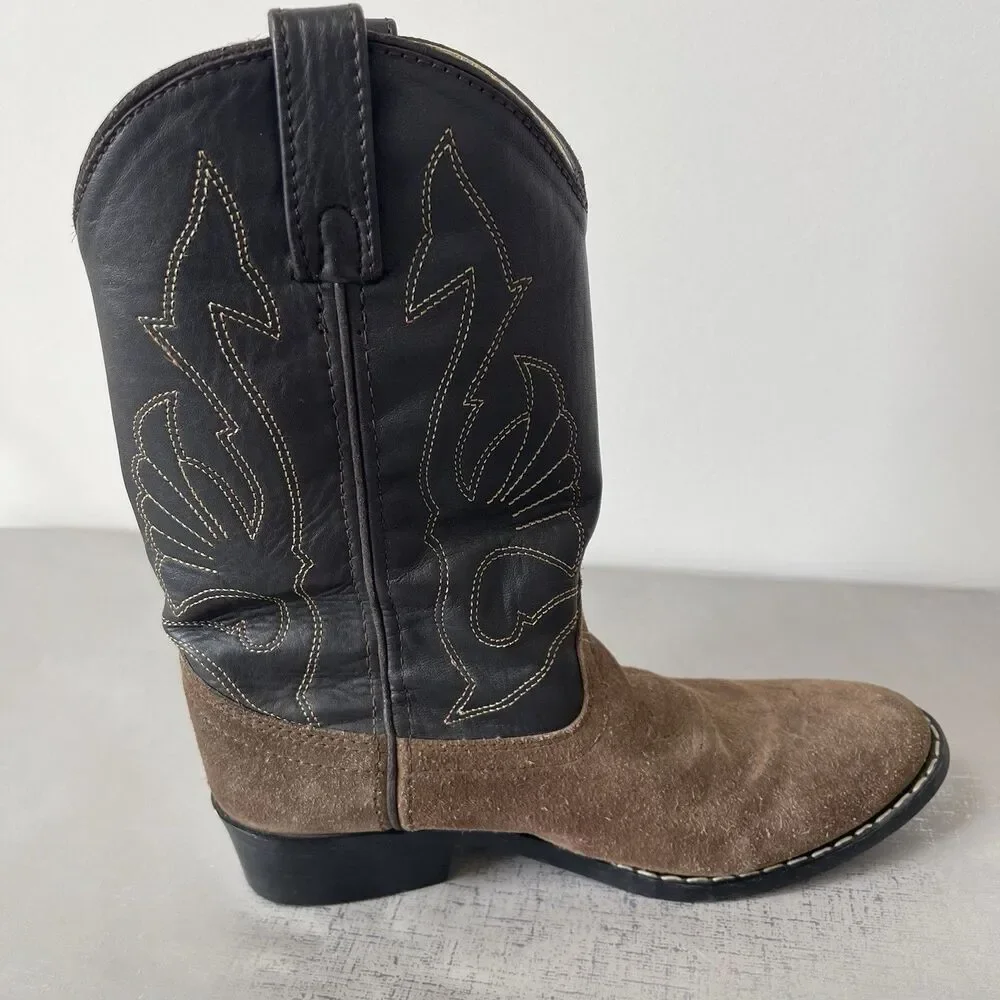 Masterson Boot Brown Black Leather Western Cowboy Boots Youth 4 D Style‎ RB2003Y